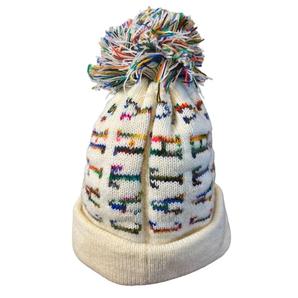 Retro Hand Knit Beanie Cathy Colorful Festive Holiday Preppy Classic Handmade